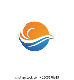 Water wave icon vector illustration design logo