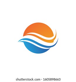 Water wave icon vector illustration design logo