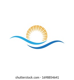 Logo de diseño de ilustraciones vectoriales de ondas de agua