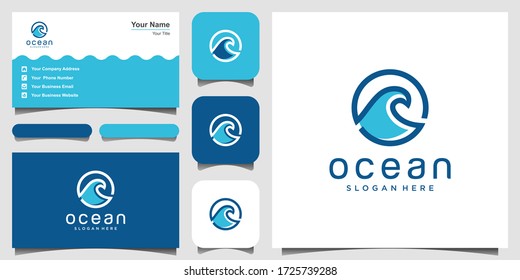 Water wave icon vector illustration design with line art. logo inspiration. and business card