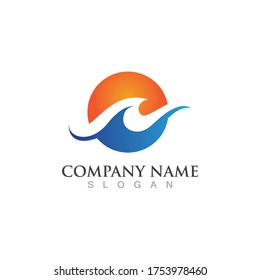 Water wave icon vector illustration design logo