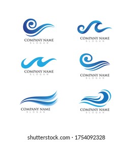 Logo de diseño de ilustraciones de vectores de ondas de agua