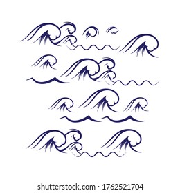 Water wave icon vector illustration design logo