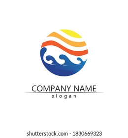 Logo de diseño de ilustraciones de vectores de ondas de agua