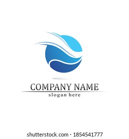 Water wave icon vector illustration design blue  logo