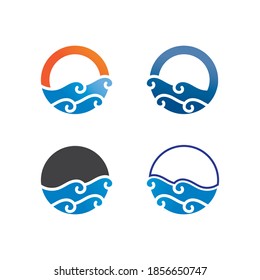 Logo de diseño de ilustraciones de vectores de ondas de agua