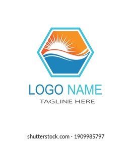 Water wave icon vector illustration design logo