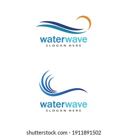 Water wave icon vector illustration design logo