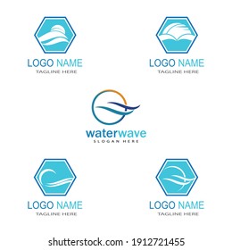 Water wave icon vector illustration design logo
