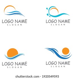 Water wave icon vector illustration design logo