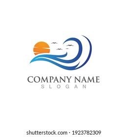 Logo de diseño de ilustraciones de vectores de ondas de agua