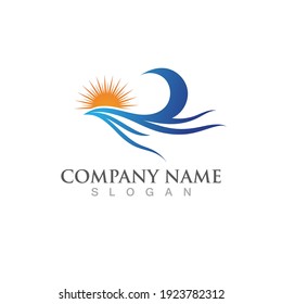 Logo de diseño de ilustraciones de vectores de ondas de agua