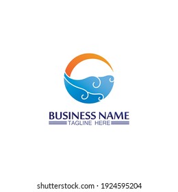 Water wave icon vector illustration design logo