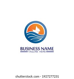 Water wave icon vector illustration design logo blue wave design abstract and water drop