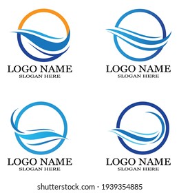 Logo de diseño de ilustraciones de vectores de ondas de agua