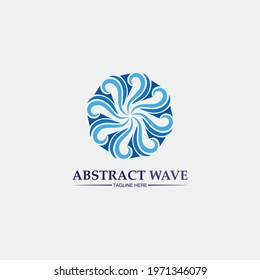 Water wave icon vector illustration design logo blue wave abstract 