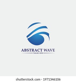 Water wave icon vector illustration design logo blue wave abstract 