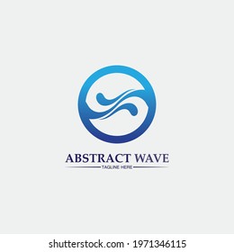 Water wave icon vector illustration design logo blue wave abstract 