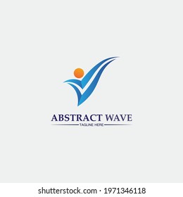 Water wave icon vector illustration design logo blue wave abstract 