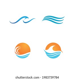 Water wave icon vector illustration design logo