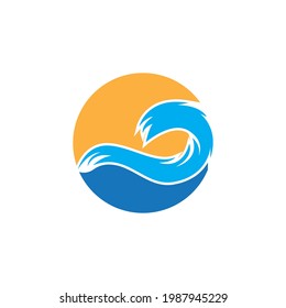 Water wave icon vector illustration design logo