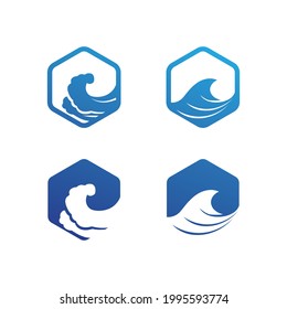 Water wave icon vector illustration design logo design for business ocean beach and landscape