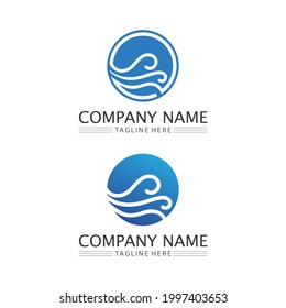 Water wave icon vector illustration design logo design beach ocean and landscape 
