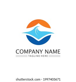 Icono de la ola de agua diseño de imagen vectorial diseño playa océano y paisaje 