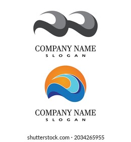 Logo de diseño de ilustraciones de vectores de ondas de agua
