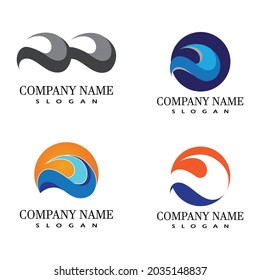 Logo de diseño de ilustraciones de vectores de ondas de agua
