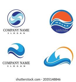 Logo de diseño de ilustraciones de vectores de ondas de agua