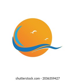 Water wave icon vector illustration design logo