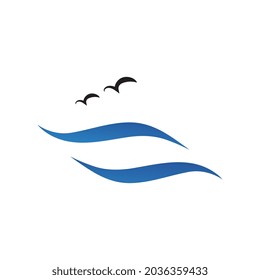 Water wave icon vector illustration design logo