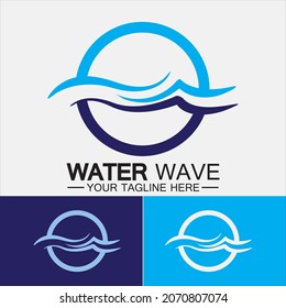 Logo de diseño de ilustraciones de vectores de ondas de agua