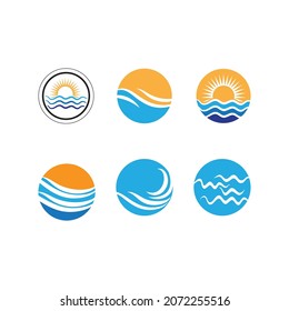 Water wave icon vector illustration design logo