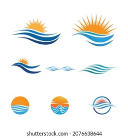 Logo de diseño de ilustraciones de vectores de ondas de agua