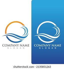 Logo de diseño de ilustraciones de vectores de ondas de agua