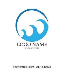 Water wave icon vector illustration design logo