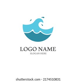 Water wave icon vector illustration design logo