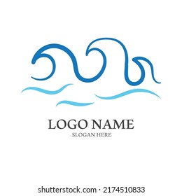 Water wave icon vector illustration design logo