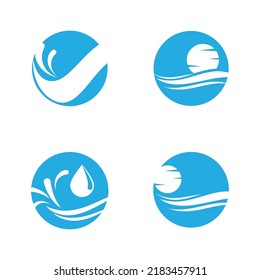 Water wave icon vector illustration design logo