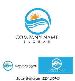 Logo de diseño de ilustraciones de vectores de ondas de agua