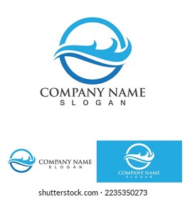 Logo de diseño de ilustraciones de vectores de ondas de agua