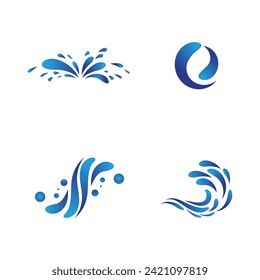 Water wave icon vector illustration design logo