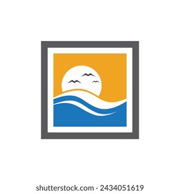 Water wave icon vector illustration design logo