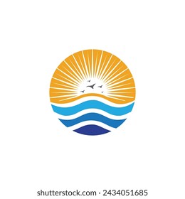 Water wave icon vector illustration design logo