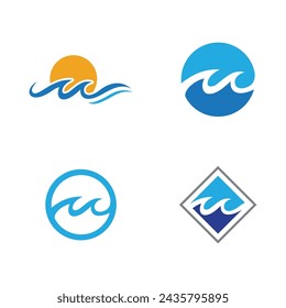 Water wave icon vector illustration design logo