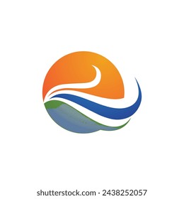 Water wave icon vector illustration design logo