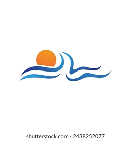 Water wave icon vector illustration design logo