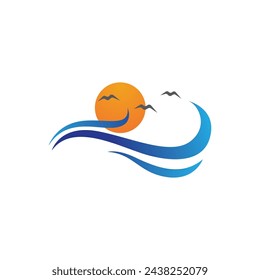 Water wave icon vector illustration design logo